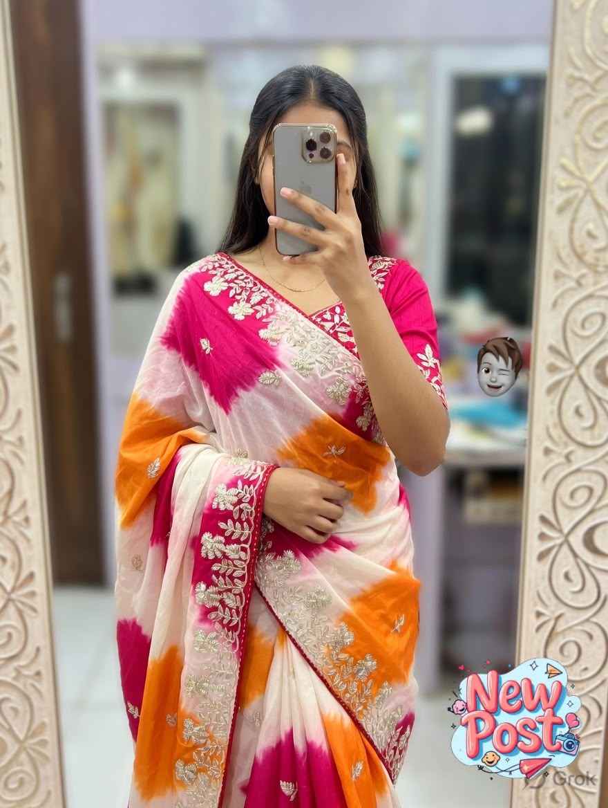 Soft Chinon Silk Shibori Saree