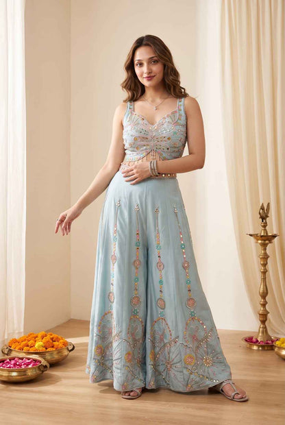 Rangoli Silk Plazzo Blouse Dupatta Set