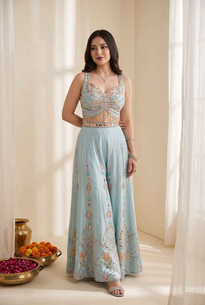 Rangoli Silk Plazzo Blouse Dupatta Set