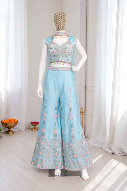 Rangoli Silk Plazzo Blouse Dupatta Set