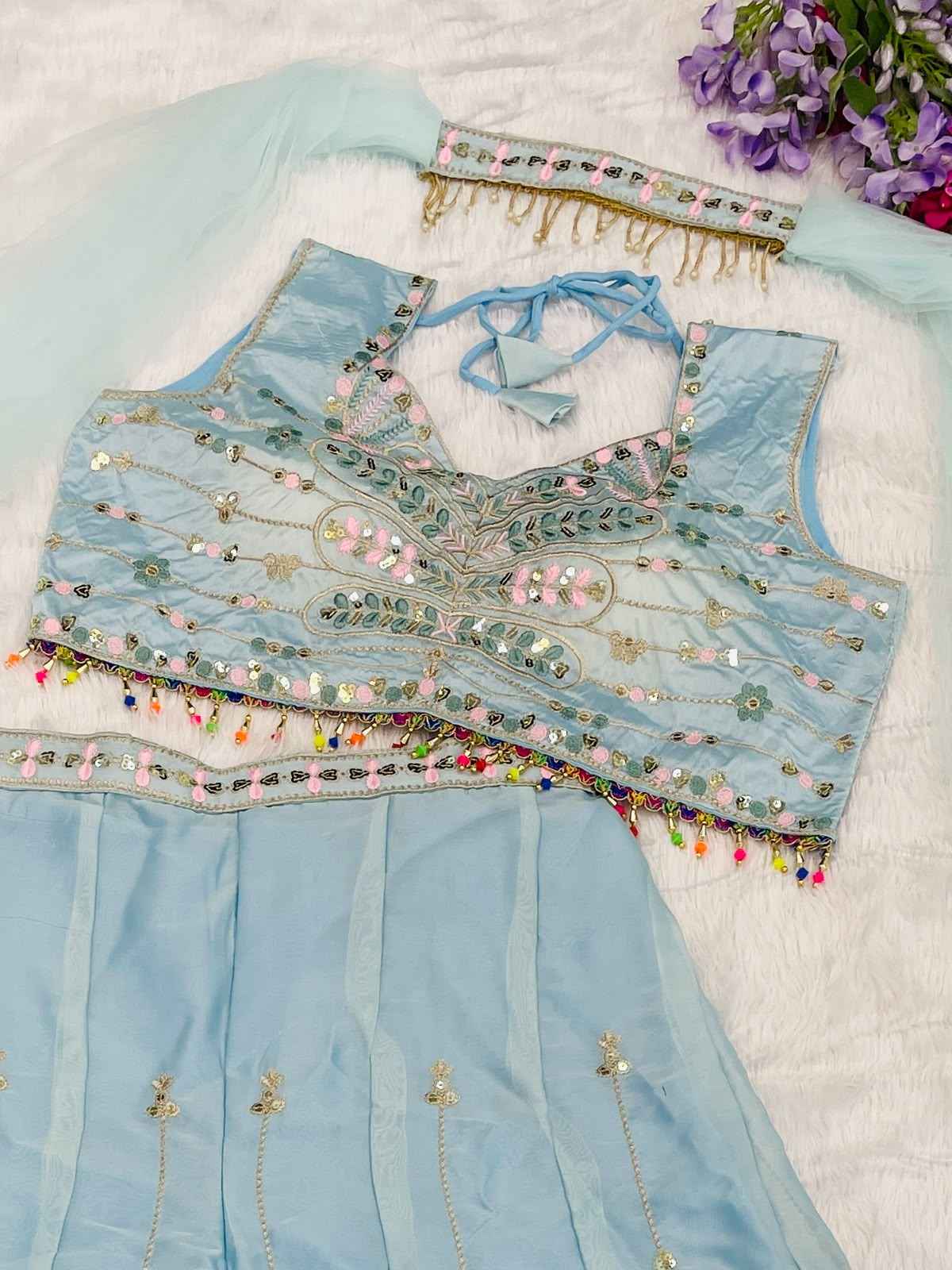 Rangoli Silk Plazzo Blouse Dupatta Set