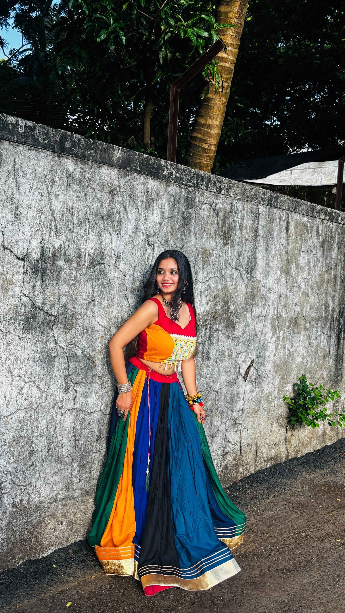 Rayon Mirror Work Gotta Patti Lehenga