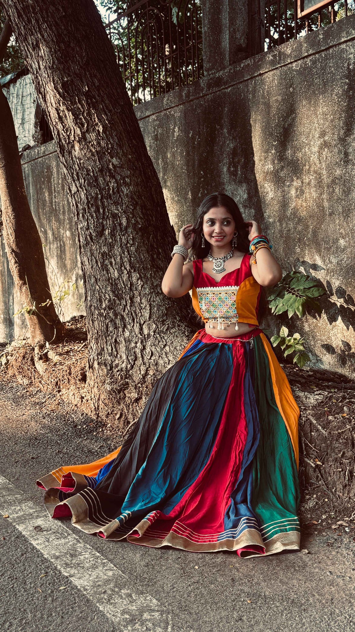 Rayon Mirror Work Gotta Patti Lehenga