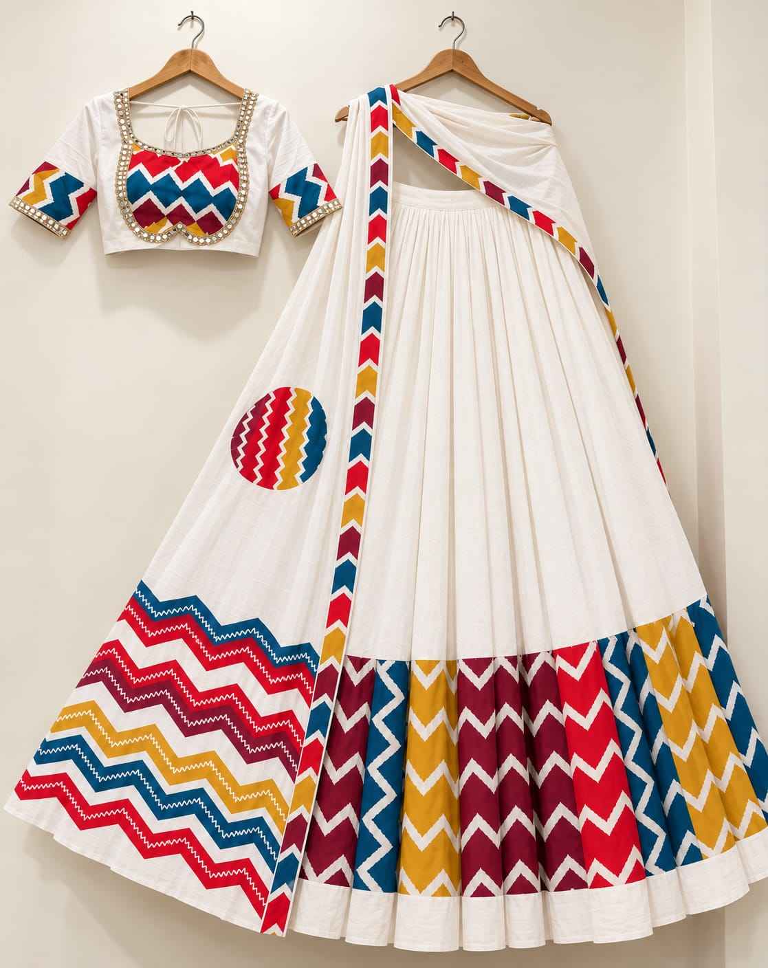 Pure Cotton Paithani Embroidery Lehenga Set