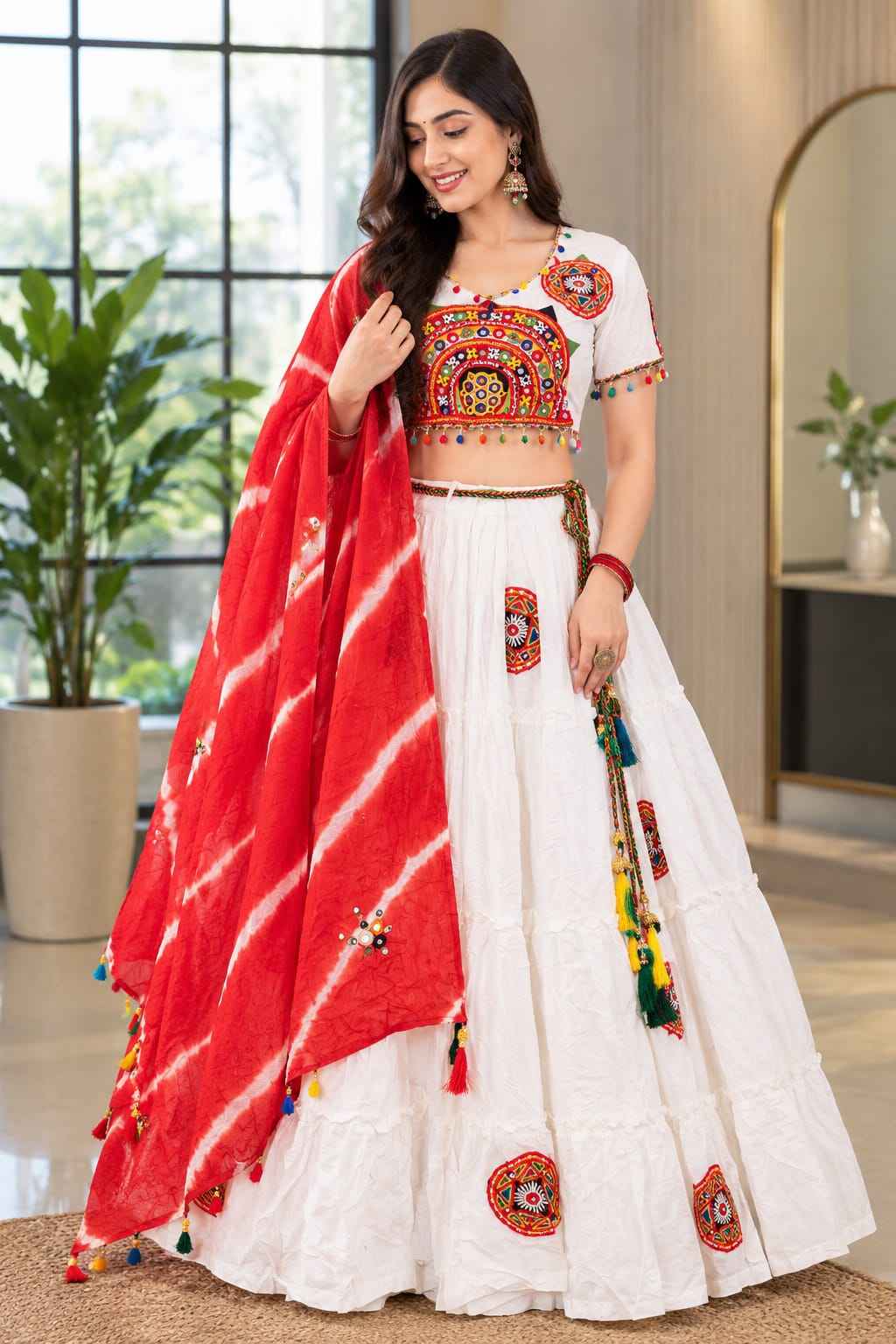 Stitched Pure Cotton Paithani Lehenga Set