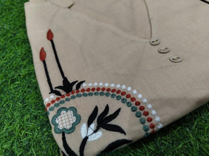 Off white embroidered cotton cord set elegant 2 piece showroom collection - WishTown Fashion Club