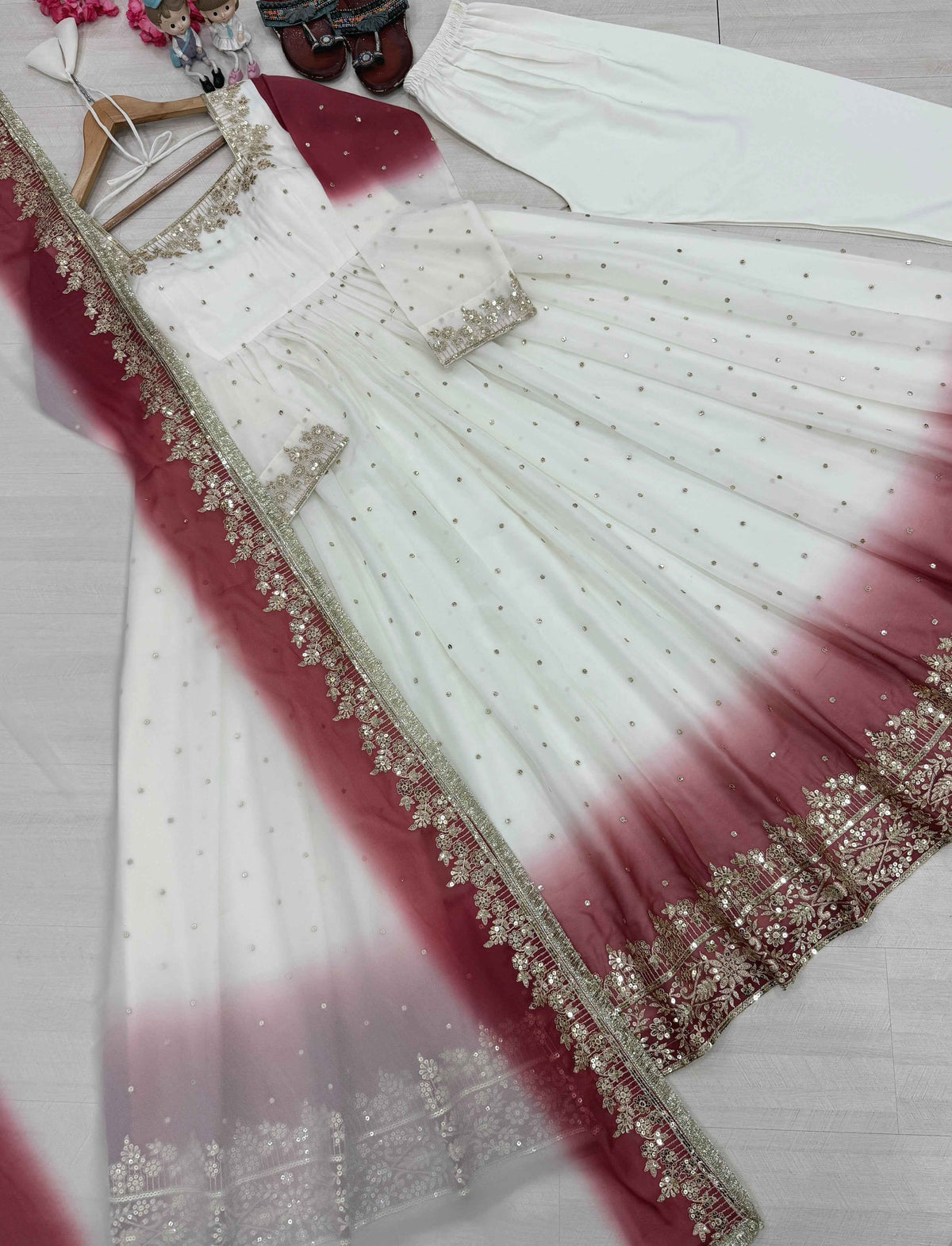 Dual Tone Georgette Gown Set