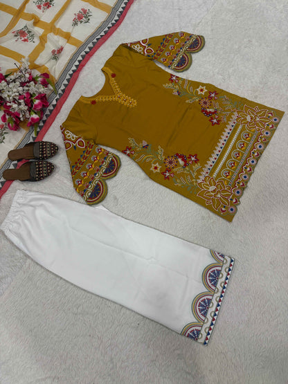 Designer Top Plazzo and Dupatta Set