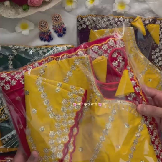 High definition retail showcase video displaying sequence shine and foil print detail on fandy silk saree - WishTown Fashion Club
