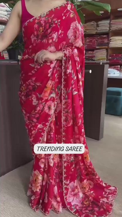 Soft Tebby Silk Handwork Saree