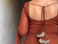 Brown fox georgette designer party wear gown pant and dupatta set video showcase - WishTown Fashion Club