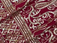 Maroon heavy embroidered faux georgette gown with butter silk bottom and dupatta festive wear video showcase - WishTown Fashion Club
