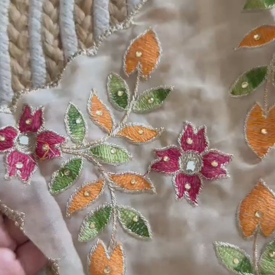 High definition retail showcase video displaying diamond sparkle and embroidery detail on shining georgette saree - WishTown Fashion Club