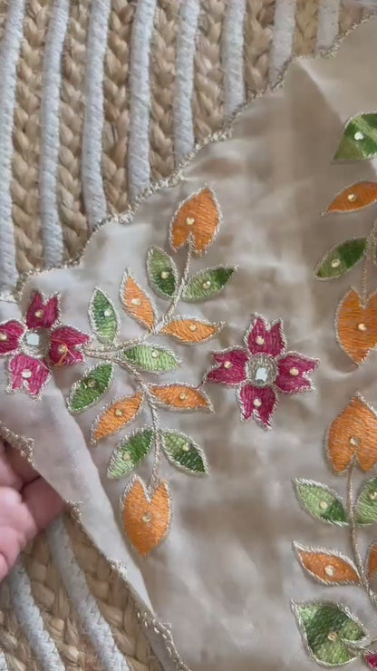 High definition retail showcase video displaying diamond sparkle and embroidery detail on shining georgette saree - WishTown Fashion Club