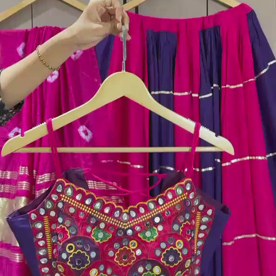 High definition retail showcase video displaying real mirror shine and six meter pleated flare twirl of dark pink lehenga - WishTown Fashion Club