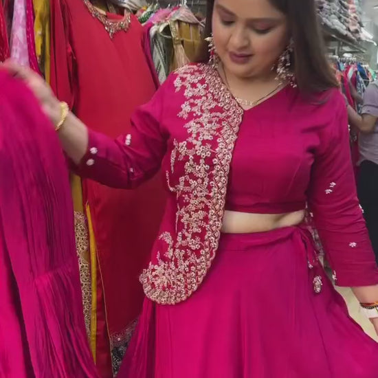 High definition retail display video highlighting the brilliant shine of sequence highlights and the effortless fluid movement of the rani pink drape.