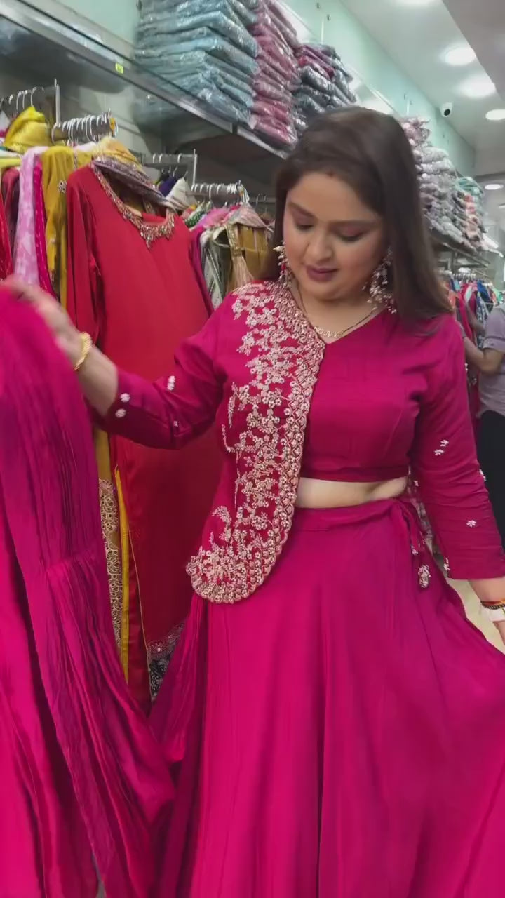 High definition retail display video highlighting the brilliant shine of sequence highlights and the effortless fluid movement of the rani pink drape.