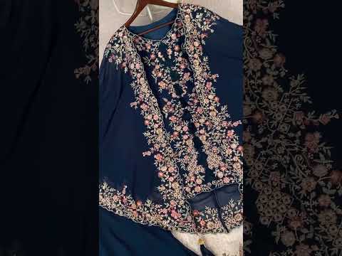 navy kurta plazzo set video with full outfit and embroidery details - WishTown Fashion Club