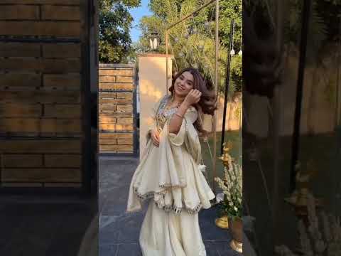 Chinon silk designer peplum dress with mirror embroidery and gharara festive outfit video - WishTown Fashion Club