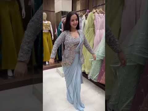 Ready to wear crepe silk saree with embroidered jacket blouse and sequence belt showcase video - WishTown Fashion Club