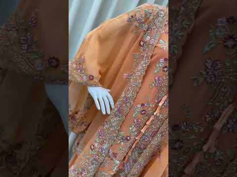 peach kurta plazzo set video showcasing shrug style and embroidery details - WishTown Fashion Club