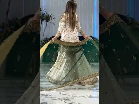 Pure Fendy silk embroidered gharara set sequence work full outfit video - WishTown Fashion Club