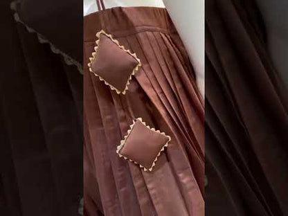 High definition retail showcase video displaying six meter twirl flair and gotta patti shine on chocolate brown lehenga - WishTown Fashion Club